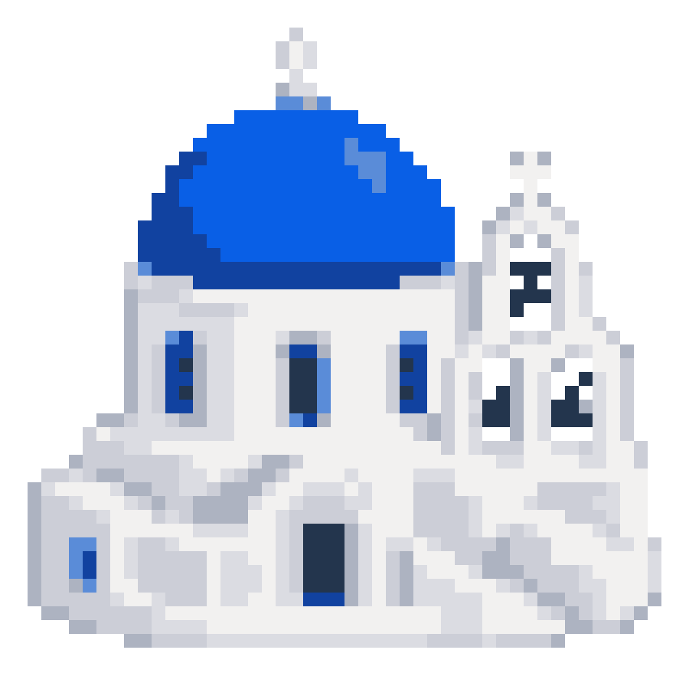 Santorini Blue-Domed Church — Pixel World Tour patterns